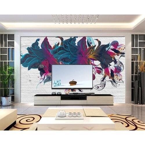 Beibehang Custom wallpaper hand-painted color flower pattern rock marble TV background home decoration background 3d wallpaper