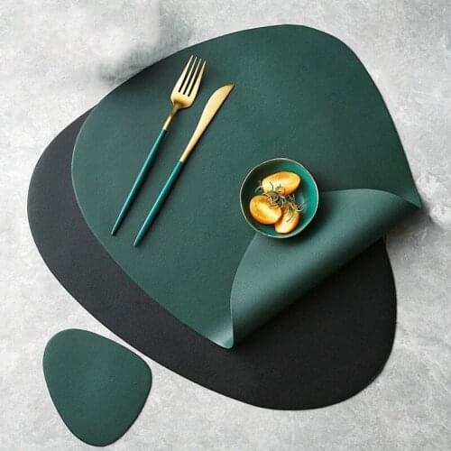 Tableware Pad Placemat Table Mat PU Leather Heat Insulation Non-Slip Simple Placemats Disc Coaster Placemat for Dining Table