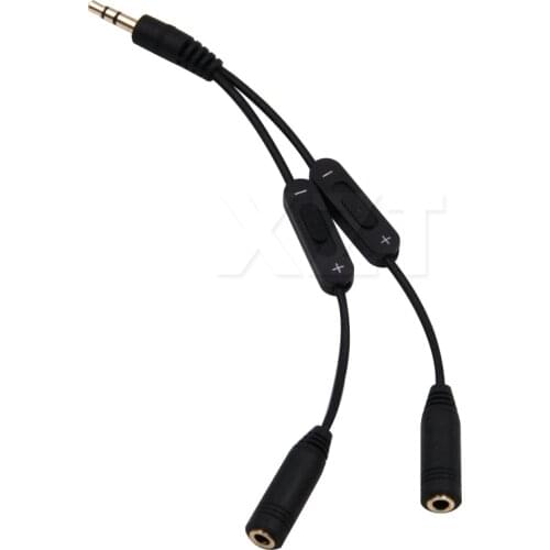 3.5 jack Splitter Male to 2 Female jack 3.5mm Stereo Audio cable Y Splitter Adapter Volume Control headphone phone AUX Cable