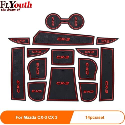 Rubber Car Door Mat Anti-slip Cup Pad For Mazda CX-3 CX3 CX 3 14pcs Interior Decoration Gate Slot Pad Accessory