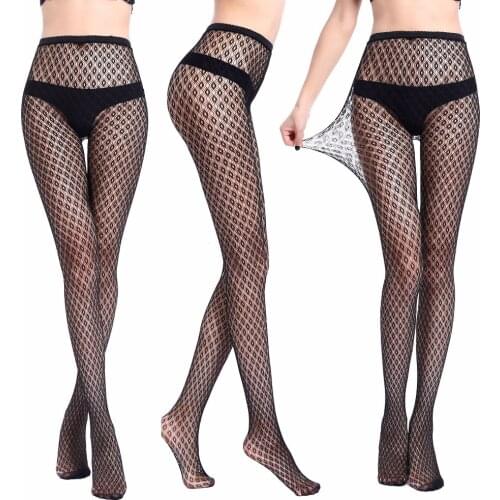 Sexy Rhinestone Mesh Fishnet Pantyhose Spring Summer Black women tights Slim Fishnet Tights Stockings Party Club Hosiery