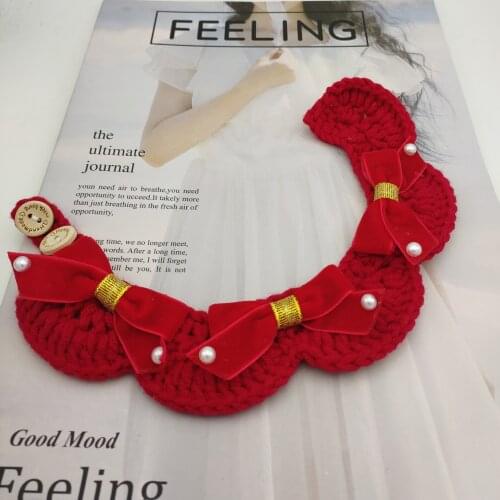 Pet Cats and Dogs Hand Crocheted Wool Knitted Bib Collar British Short American Short Puppets Cute Saliva Towel