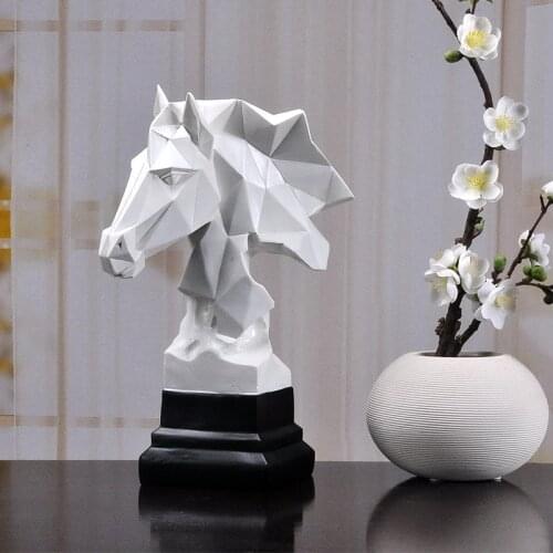 NORDIC ORIGAMI HORSE HEAD STATUES GEOMETRY ANIMALS RESIN ART&CRAFT HOME DECORATION ACCESSORIES FOR LIVING ROOM R651