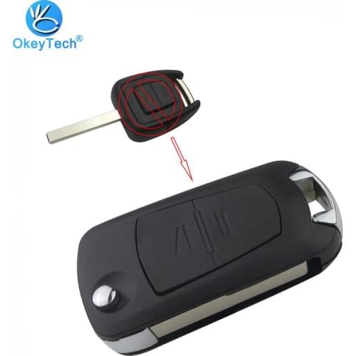 OkeyTech Flip Folding Remote Car Key Shell 2 Button Modified Uncut HU100 Blade Replacement Fob Case for Opel Agile Vectra Novo