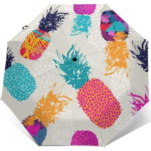 Wind Resistant Folding Automatic Umbrella Women Auto Summer Pineapple Color Pattern Windproof Umbrellas Rain For Men Parasol