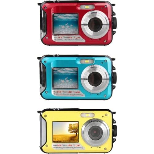 Waterproof Digital Camera 1080P HD 2.4MP Dual Screen Selfie Video Recorder for Swimming Underwater DV Recorder