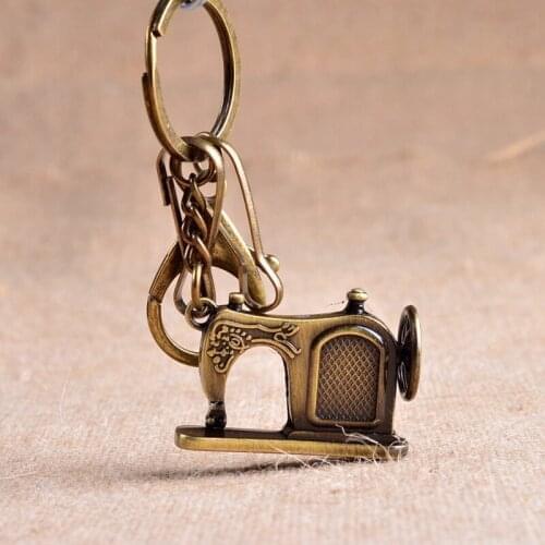 High Quality Diy Vintage Keychain Antique Bronze Zinc Alloy Metal Keyring Sewing Machine Chain Souvenirs Gift Charm Car Chaveiro