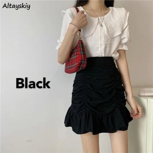 Skirts Women Folded Korean Clothes Harajuku Kawaii Black Feminin Sweet Girl Summer Fashion A-Line Leisure Soft 2021 New Friends