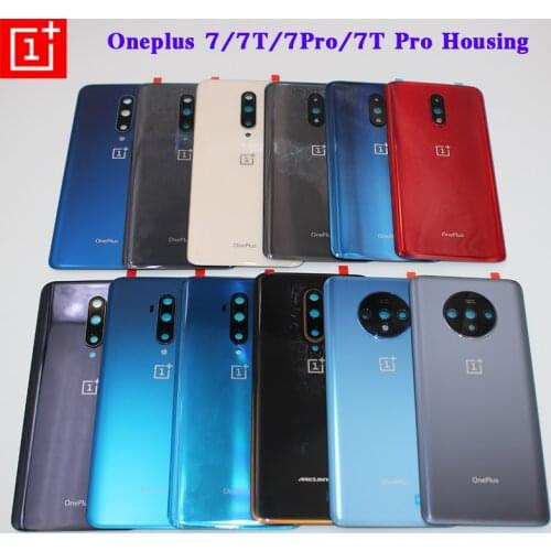 Back Cover For Oneplus 1+ 7 7T Pro 7 7t Seven Rear Door Housing Case Glass Panel Phone Waterproof Shell With Camera Lens & Logo