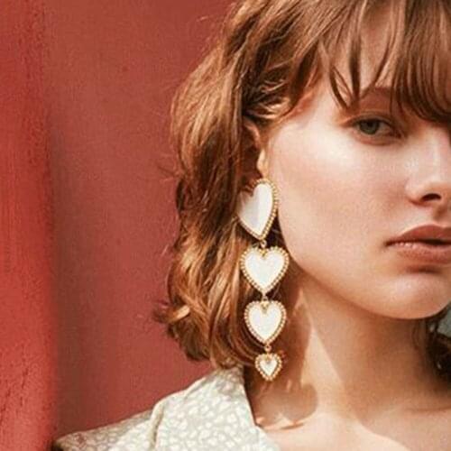 Earring fur Sweet Women Multiple Love Heart Long Dangle Statement Earrings Party Jewelry new boucle doreille 2020 Christmas gift