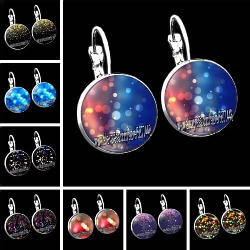 Shinning Stars Dots Lights Round Glass Women Earrings Beautiful Neon Light Girls Stud Earrings Gifts for Wedding