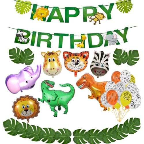 Animal Balloon Party Jungle Safari Animal Happy Birthday Banner Decoration kids Party Favors Supplies Unicorn Party Decor
