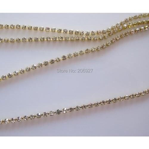 MDA-16 144pcs of Rhinestone Gold and Crystal Rhinestone Chain Metal Nail Deco