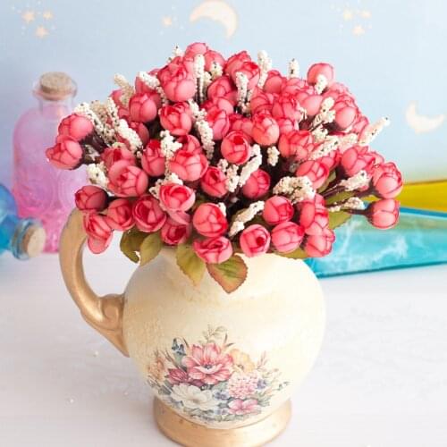 10Branch 24cm 15Heads Mini Silk Peony Artificial Flowers DIY Bride Bouquet Fake Rose Flores for Wedding Party Home Decoration