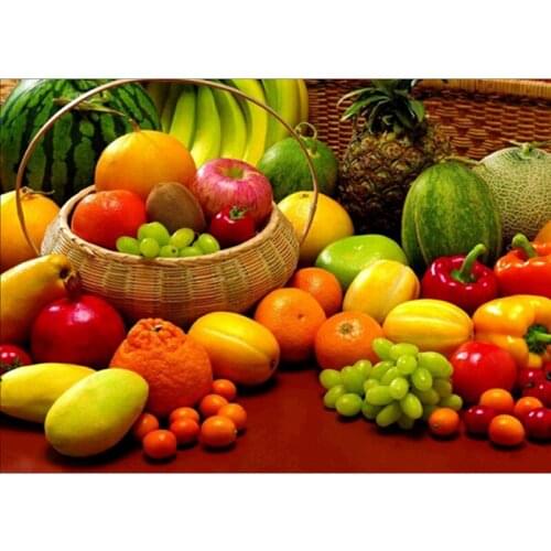 100% Full 5D DIY Fruit Diamond Embroidery Kitchen Wall Decor Rubiks Cube Square Diamond Painting Crystal Mosaic Picture