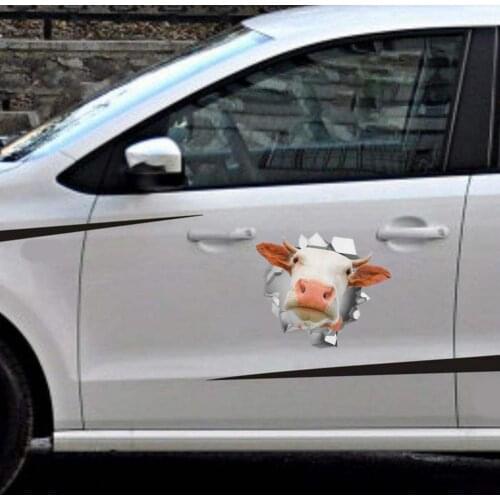 13x13cm 3D Cow Head Auto Car Styling PVC Reflective Decal Animal Funny Sticker Car Accessories