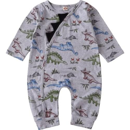 2020 New Baby Boy Romper Autumn Long Sleeve Cartoon Dinosaur Print Jumpsuit One Piece Newborn Infant Cotton Rompers Clothing