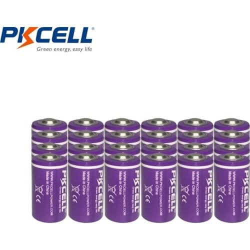 24pcs PKCELL ER14250 3.6V 1200mAh Li-SCLO2 Lithium Non-recharged Battery Batteries for PLC With Fillet