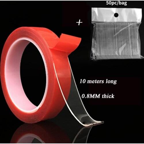 3/10m Nail Art Transparent Strong Double-sided Adhesive Color Card Adhesive Sheet Work Display Transparent Non-marking Tape