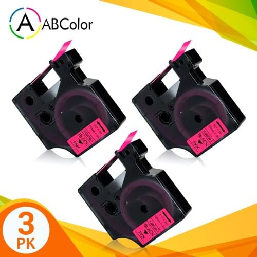 3PK 12mm Tape For DYMO D1 Tape 1933238-1 Fluorescent Pink Labels Tape Printer Ribbon For DYMO LabelManager 160 280 Label Maker