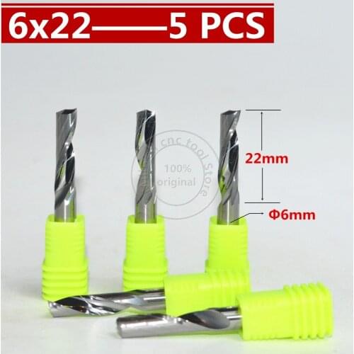 6mm*22mm-5Pcs,Freeshipping,CNC insert router bit,solid carbide Aluminum composite milling cutter,1 flute alucobond cutting knife