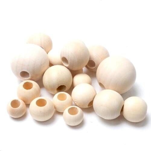 8mm 10mm 12mm 15mm 20mm Natural Wooden Material Round Shape Spacer Beads Big Hole For Jewelry Making Handmake DIY Accessory