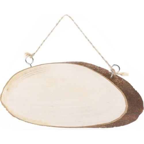 ANGRLY Slice LOVE WORD Hanging Wall Plaques Oval Tree Log Slice Plaques with 2 Hooks and Rope Wedding Decoration (Wood Color)