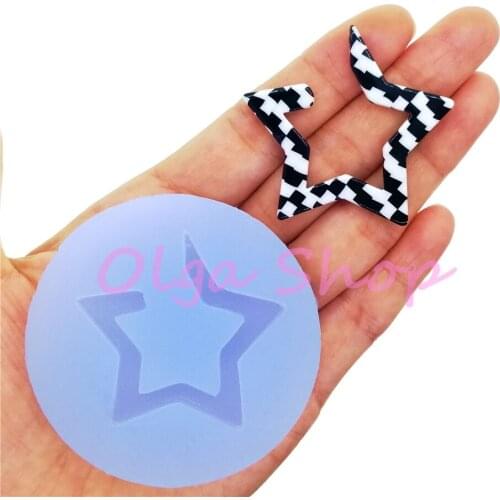 BYL313 45mm Star Earrings Silicone Mold Craft Resin Art Jewelry Pendant Necklace Making Fondant Cake Decoration Oven Safe Mould