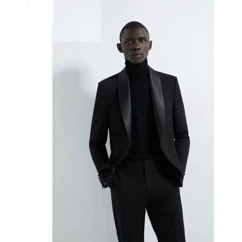 Black Mans Suits For Wedding Customize Made Blazer Party Suit Dinner Suit Groom Wear Best Man Wear Two Pieces Suit(Jacket+Pants)