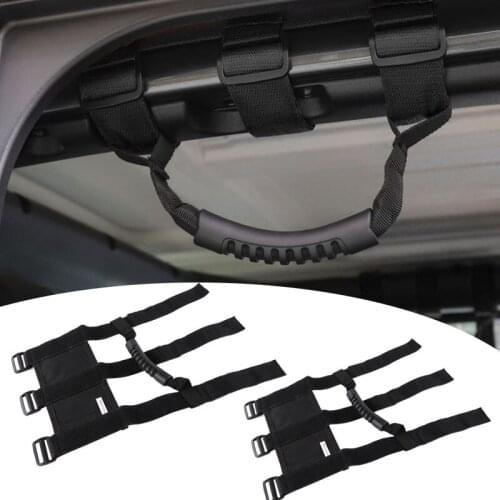 Black/red adjustable Strap Roll Bar Mount Side Grab Handle for Jeep Wrangler JK 4x4WD Off Road Accessories