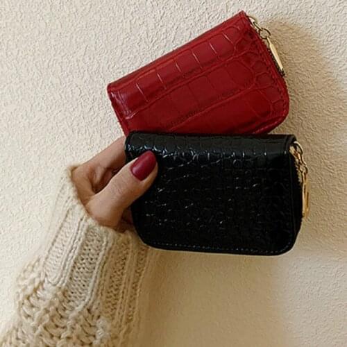 Crocodile PU Leather Credit Card Holder Pattern Card Holder Women Zipper Pocket Unisex Card Case Zipper Coin Purse Card Wallet