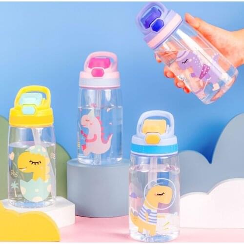 Kids Water Drinking Bottle With Straw 450ml Plastic Water Kettle for Kids Bottles BPA Free Sports School Drinkware