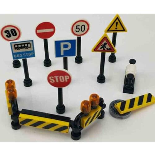 For Locking City Creator City Street Light Road Lamp Traffic Signs Architecture Models Building Blocks Toys With Creators Cities