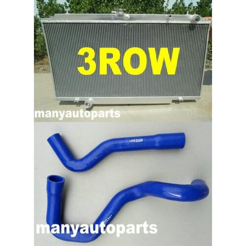 For Nissan GU Patrol Y61 Diesel 4.2L Turbo TD42 Manual Aluminum Radiator & blue Hoses