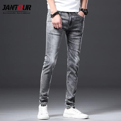 Jantour Brand 2021 New Summer Spring Cotton Jeans Men Denim Skinny Fashion Quality Stretch Trousers Slim Pants Male