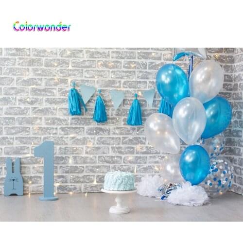 Colorwonder Background Backdrop Gray Wall Royal Blue Balloons Baby Boy 1st Birthday Backdrop Cake Smash Kids First Birthay Photo