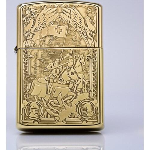 Zorro Kerosene Lighter Original Pure Copper Fine Carving Cross Army Logo Business Gift Outside Tools Gasoline Cigarette Lighter