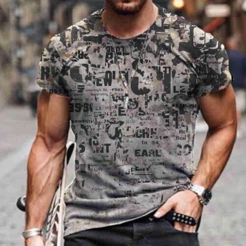 Summer 2021 New Mens Printed T-shirt Street Casual Abstract Short T-shirt Painting Trend Sleeve Printed X2A6