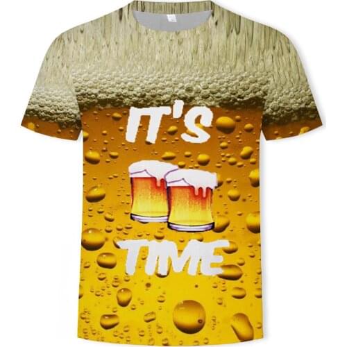 Beer Letters Men T-Shirt 3D Print Men Women Funny Novelty T Shirt O-Neck Short Sleeve Tops Fashion Street Top Tees oversized