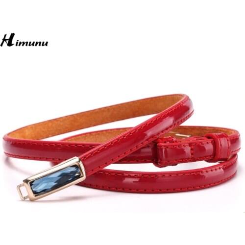 Hot Sale Mosaic Rhinestone Splice Buckle Patent PU Leather Thin Female Belts for Women Ms. clothing Cummerbunds Fashion Girdles