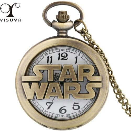 Half Hunter Hollow Star Display Quartz Pocket Watch White Dial Arabic Numerals Display Necklace Pendant Watches Gifts Men Women