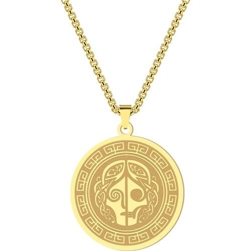 Kinitial Kpop Symbol Of Viking Necklace Goddess Hel Charm Clavicle Chain Korean Simple Pendant for Women Norse Pagan Jewelry