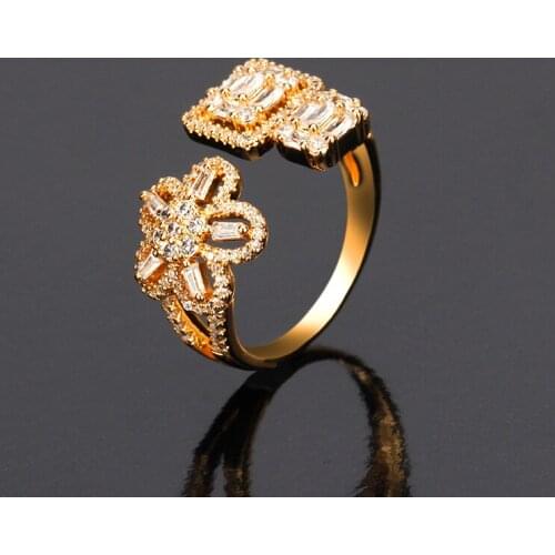 Bride Talk Trendy Open Rings Full Cubic Zircon Crystal Luxury Dubai Wedding Party Jewelry Adjustable Ring For Women High Quality