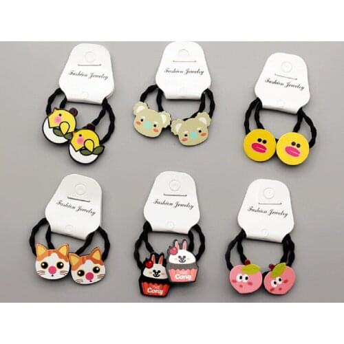 2 pcs Cartoon Animal Rabbit Elastic Hair Bands Headbands Soft Fabric Girls hairband Hair accessories Rubber band random style