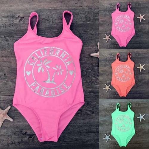 Girl swimsuit children One-piece 3 colors Swimwear beach style Solid color alphabet pattern swimsuit bikini Clothes L1209