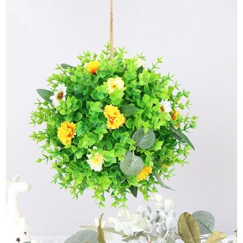 Simulate Plant Artificial Flower Ball Lifelike Handcraft Ornament Wall/Door Hanging for Home Garden Wedding Party Decor Dropship