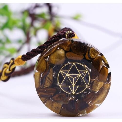 Energy Generator Necklace Tiger Eye Orgone Pendant For Emf Protection Chakra Healing Meditation With Crystal And Copper