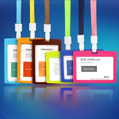 Candy Colors 86x54mm ID Card Holder Horizontal/Vertical Cartoon Plastic Badge Holder