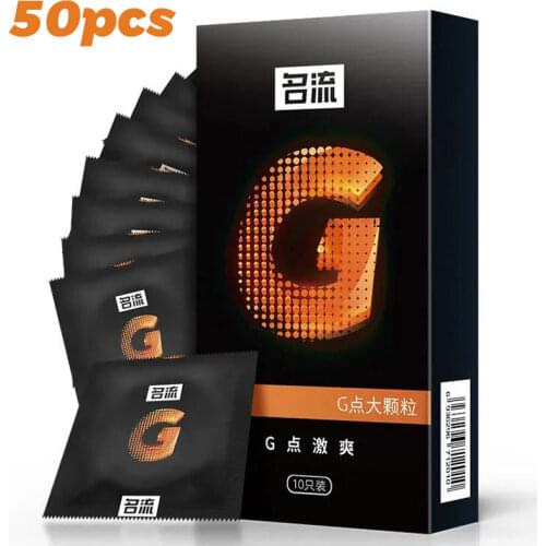 50 Pcs Natural Latex Condoms Dotted Stimulate Big Particle G-spot Delay Ejaculation Condone Men Penis Sleeve Safe Contraception