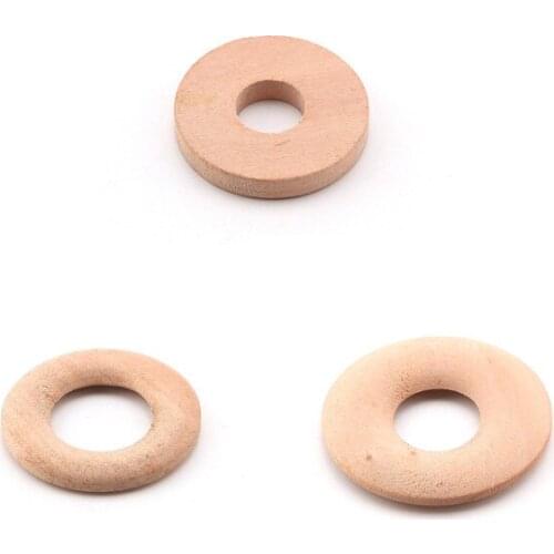 SANSHOOR Free Shipping Natural Unfinished Round Hole Beads Circle Discs Flat Wooden Chips DIY Jewelry Tags Wood 100pcs/lot